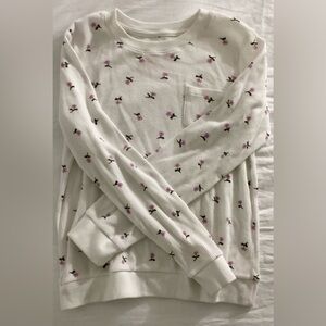 Never Worn Cat & Jack Waffle White Floral Long Sleeve Shirt Size 14